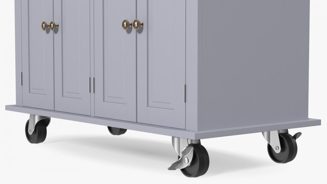 Rolling Kitchen Island Grey 3D