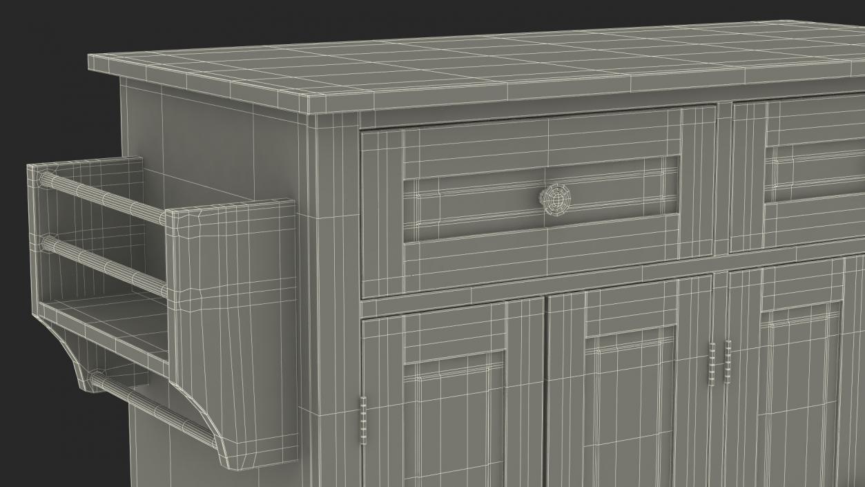 Rolling Kitchen Island Grey 3D