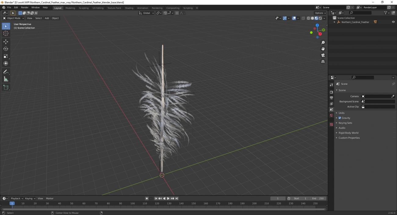 3D model Northern Cardinal Feather