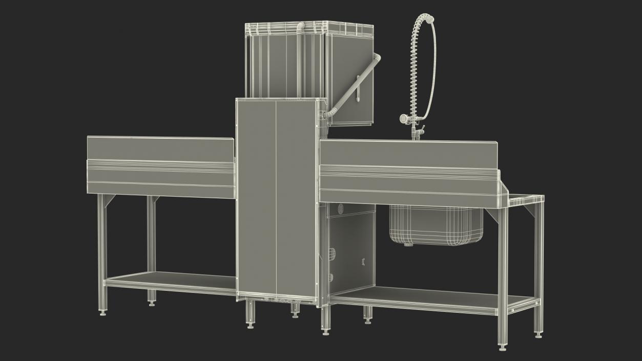 3D model Dishwasher Hobart with Unloading Table Rigged