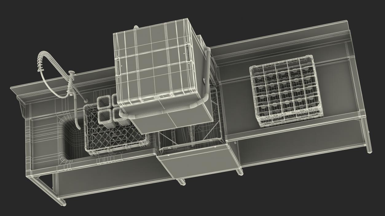 3D model Dishwasher Hobart with Unloading Table Rigged