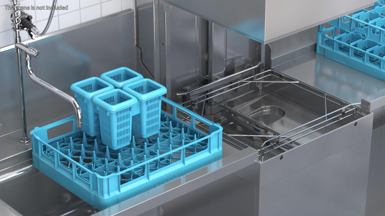 3D model Dishwasher Hobart with Unloading Table Rigged