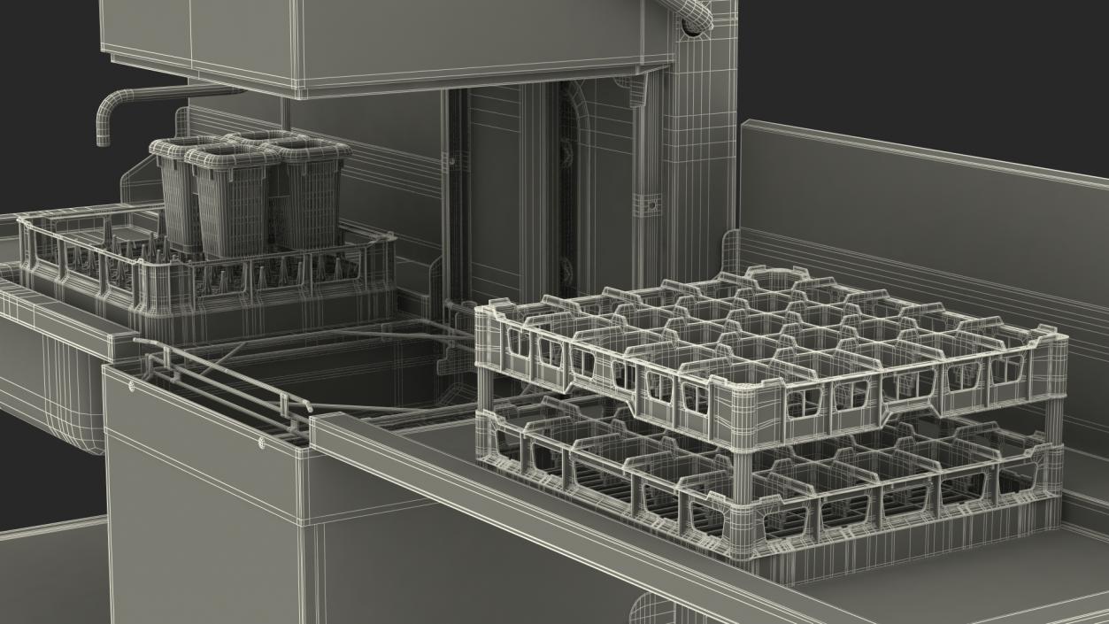 3D model Dishwasher Hobart with Unloading Table Rigged