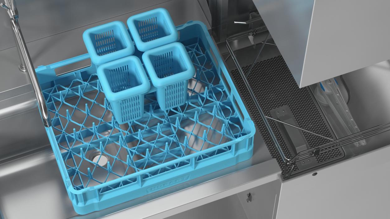 3D model Dishwasher Hobart with Unloading Table Rigged