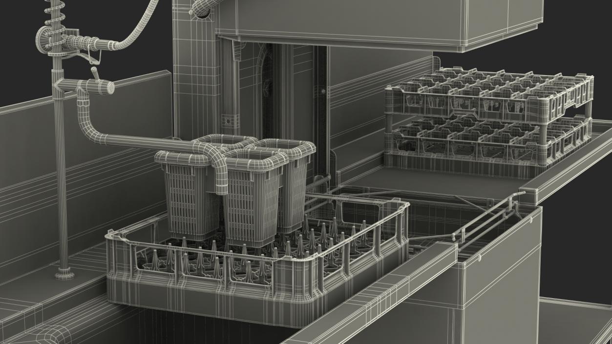 3D model Dishwasher Hobart with Unloading Table Rigged