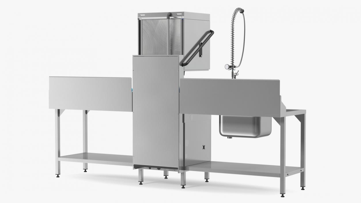 3D model Dishwasher Hobart with Unloading Table Rigged