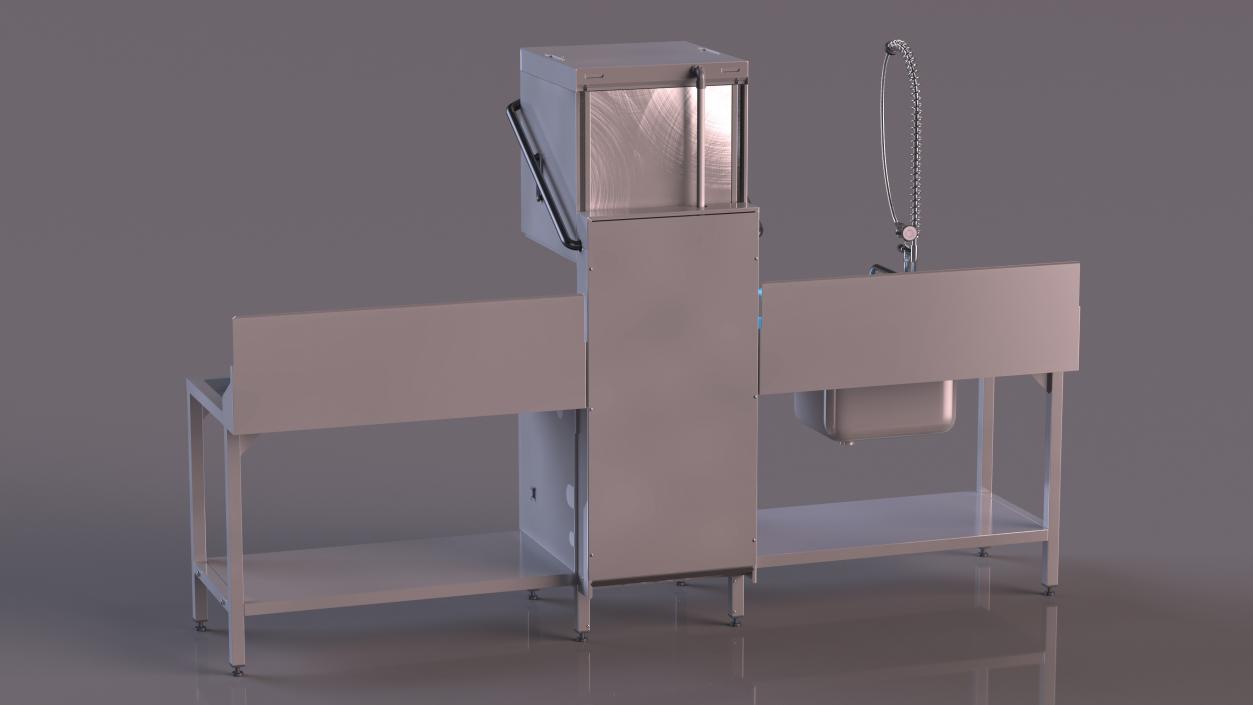 3D model Dishwasher Hobart with Unloading Table Rigged