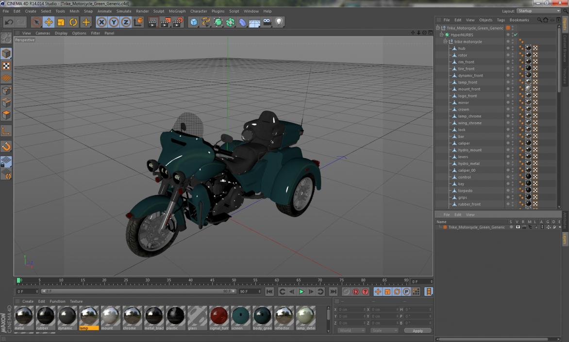 3D model Trike Motorcycle Green Generic