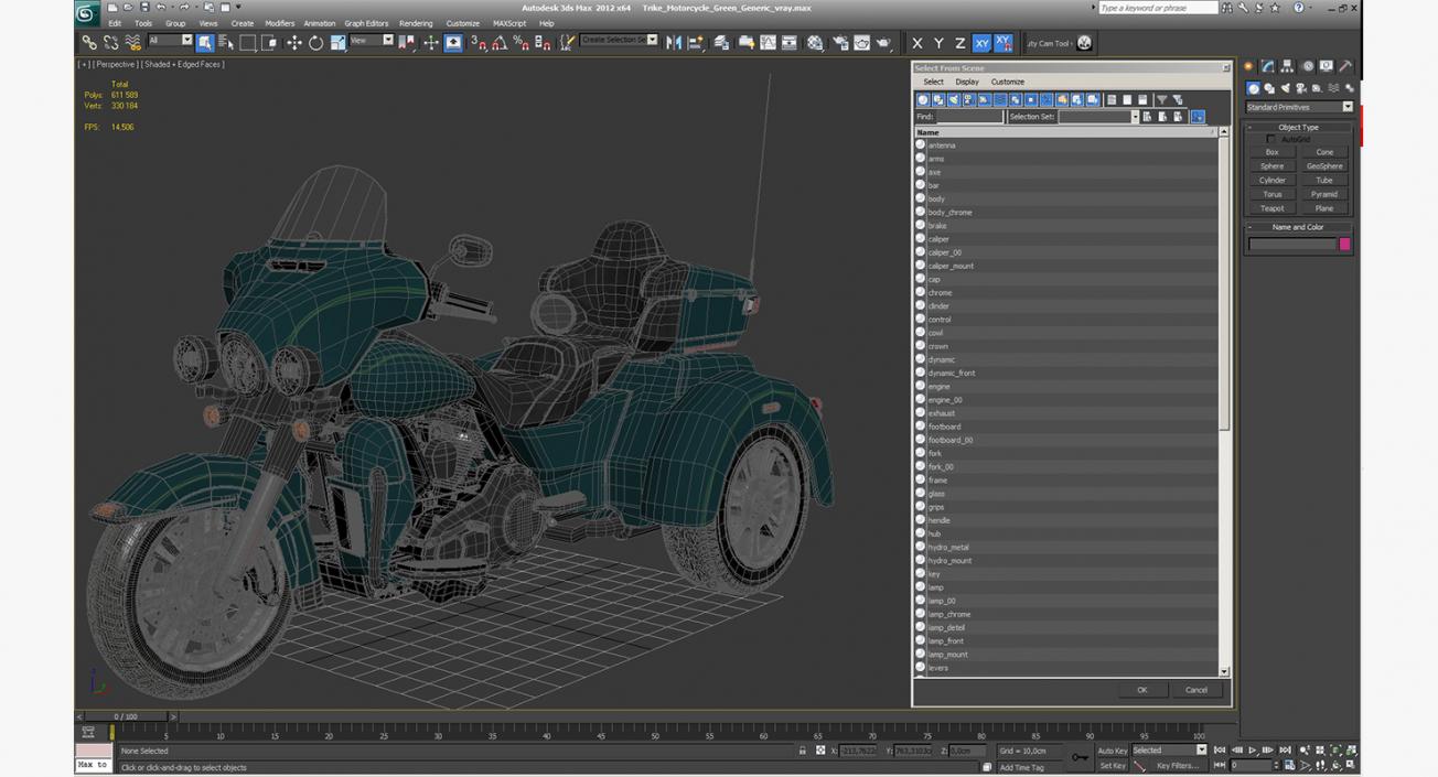 3D model Trike Motorcycle Green Generic