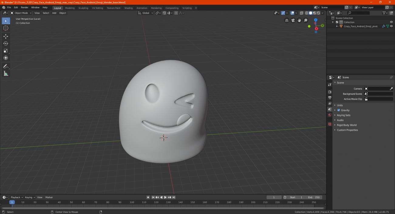 Crazy Face Android Emoji 3D model