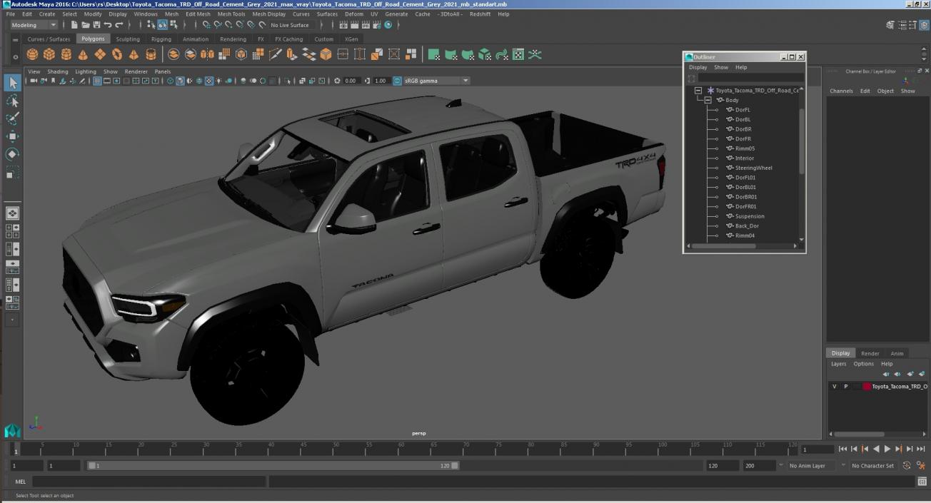 3D Toyota Tacoma TRD Off Road Cement Grey 2021 model