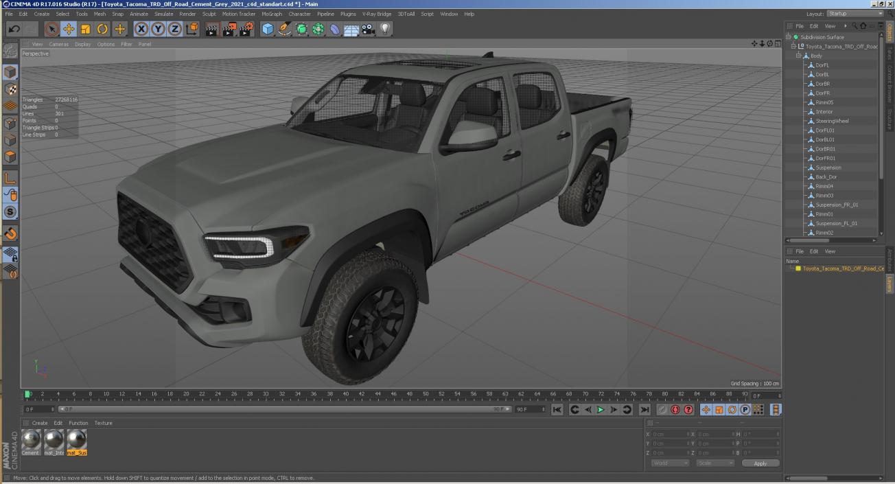 3D Toyota Tacoma TRD Off Road Cement Grey 2021 model