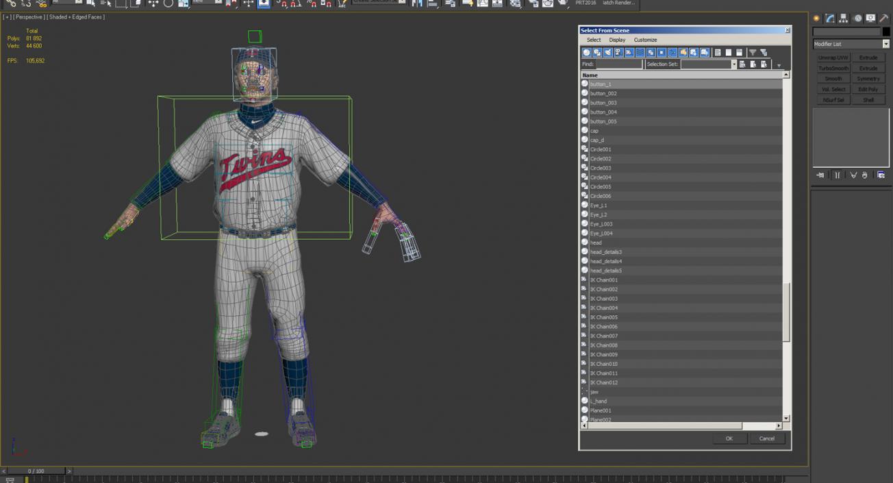 3D model Baseball Player Rigged Twins 2