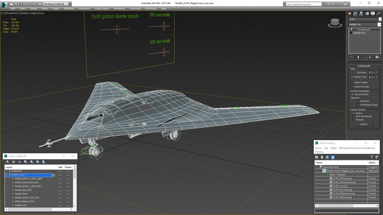 Stealth UCAV Rigged 3D model