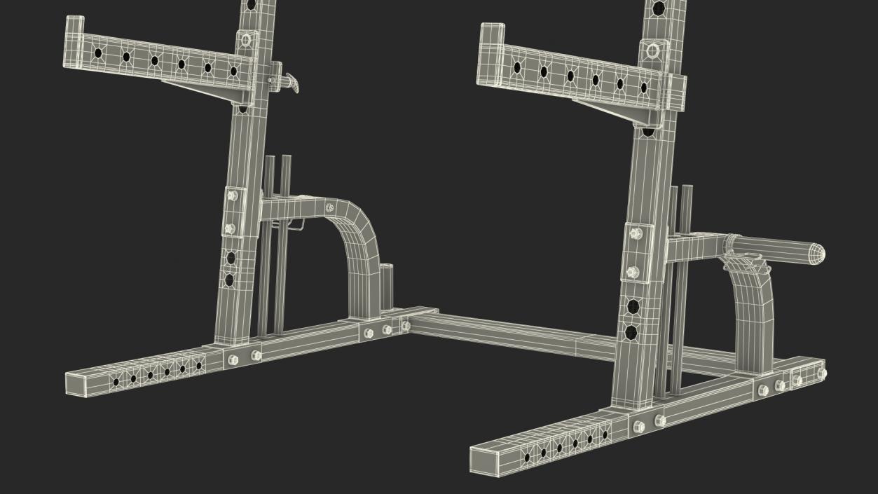 3D Gym Half Rack with Barbell