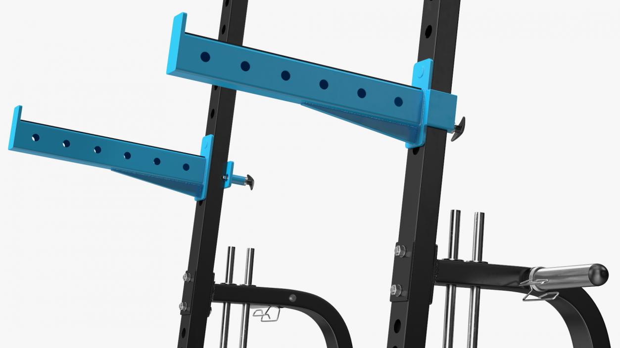 3D Gym Half Rack with Barbell