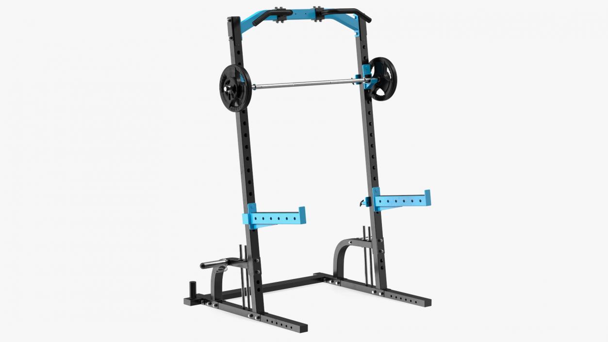 3D Gym Half Rack with Barbell