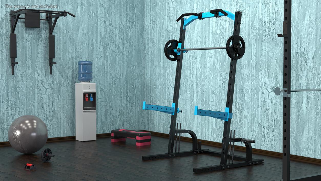 3D Gym Half Rack with Barbell