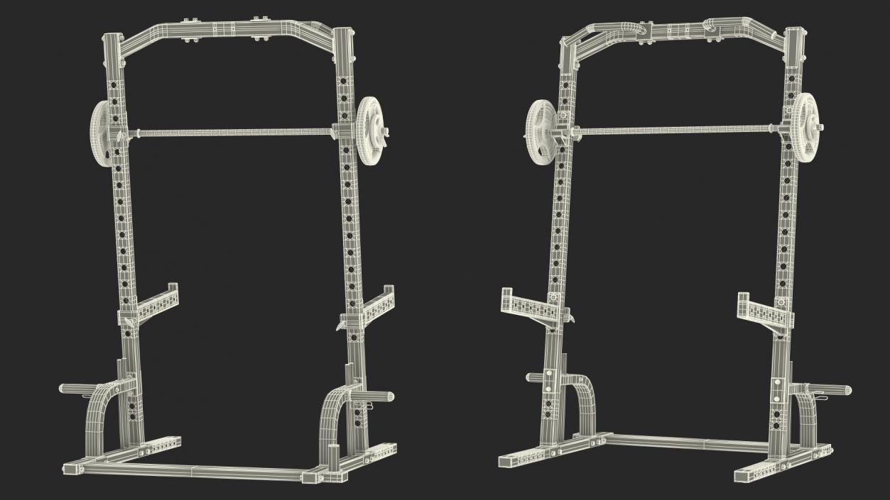 3D Gym Half Rack with Barbell