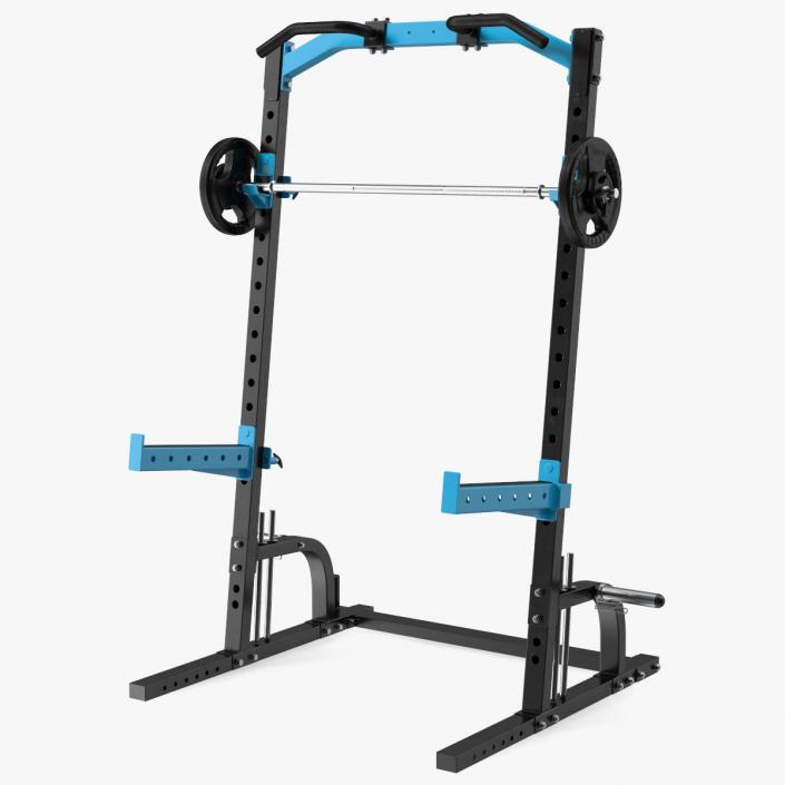 3D Gym Half Rack with Barbell