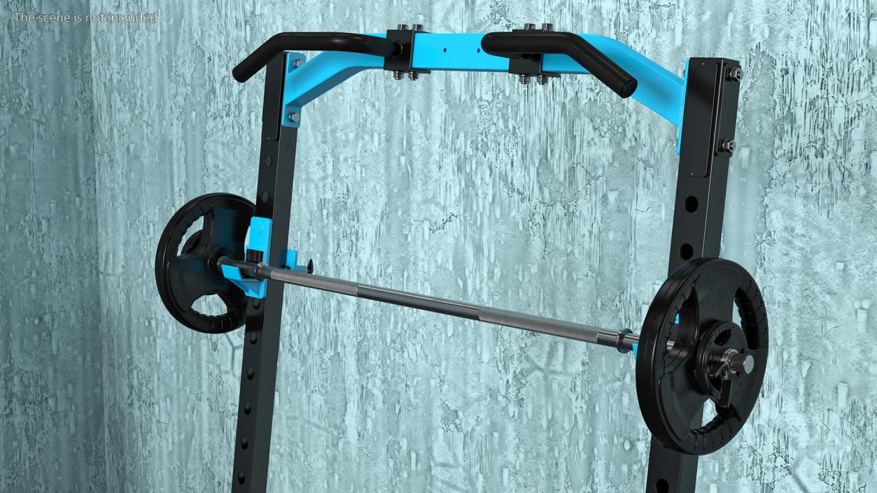 3D Gym Half Rack with Barbell