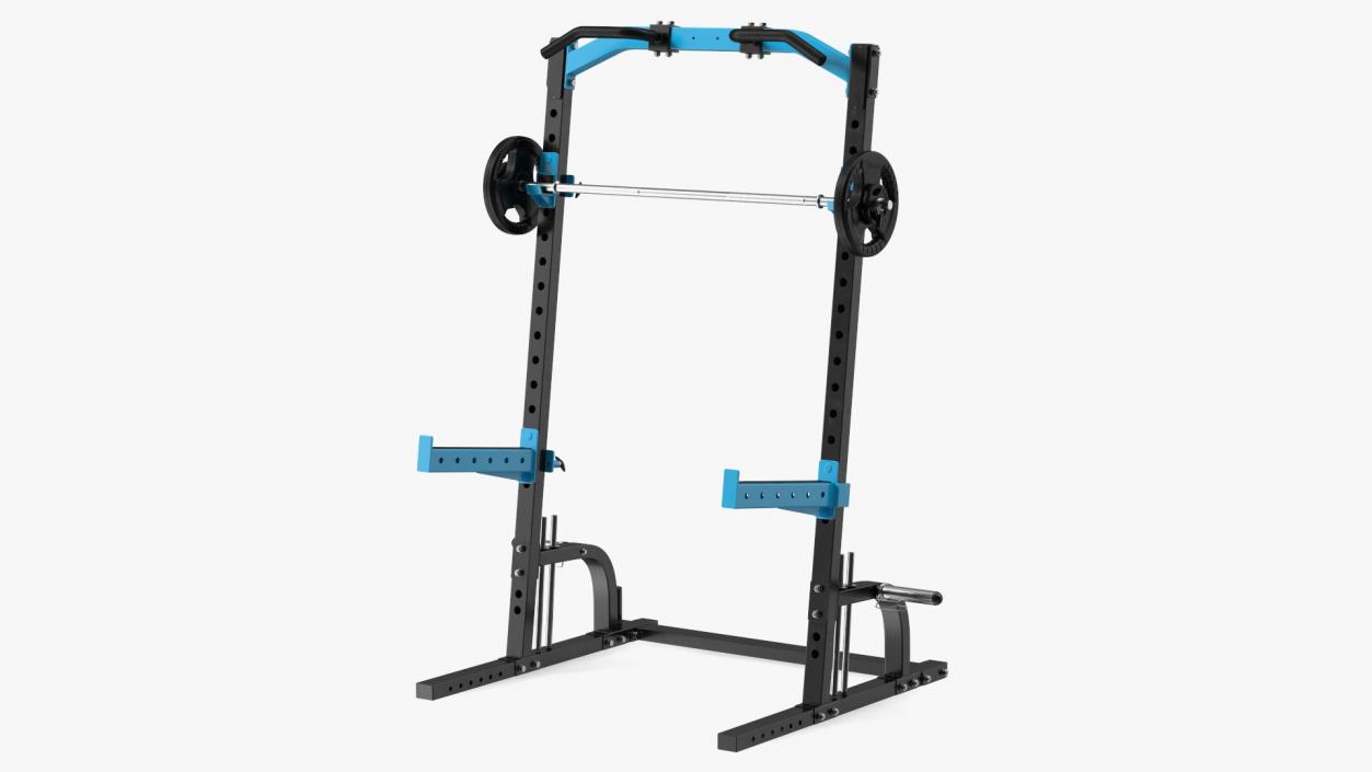 3D Gym Half Rack with Barbell