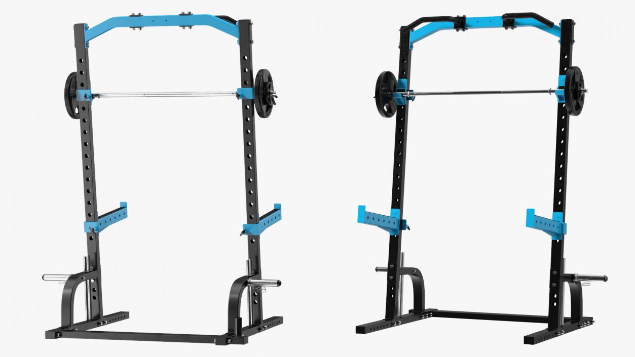 3D Gym Half Rack with Barbell