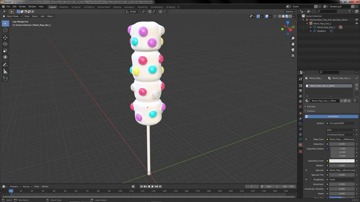 3D Marshmallow Pop with Sprinkles White