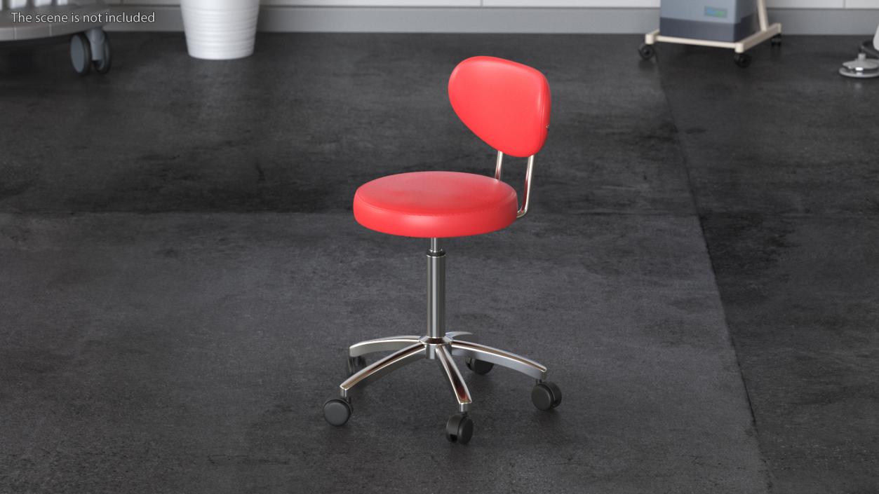 3D Office Chair with Wheels Red model