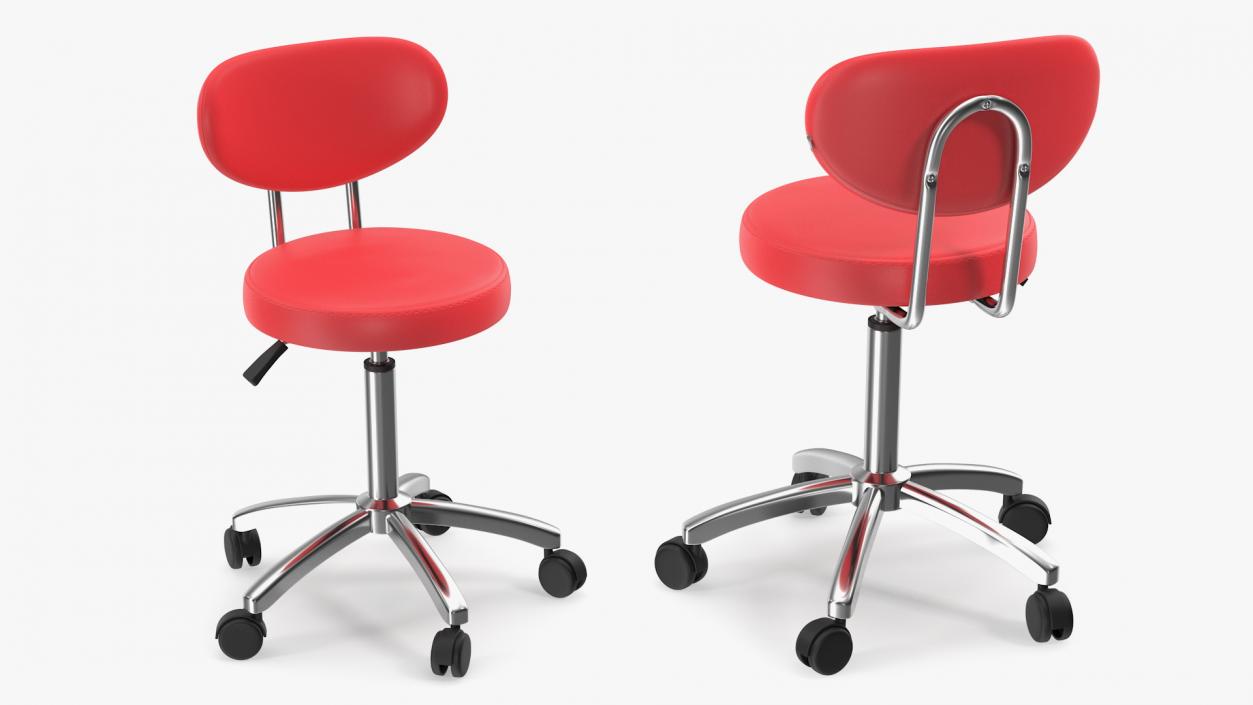 3D Office Chair with Wheels Red model