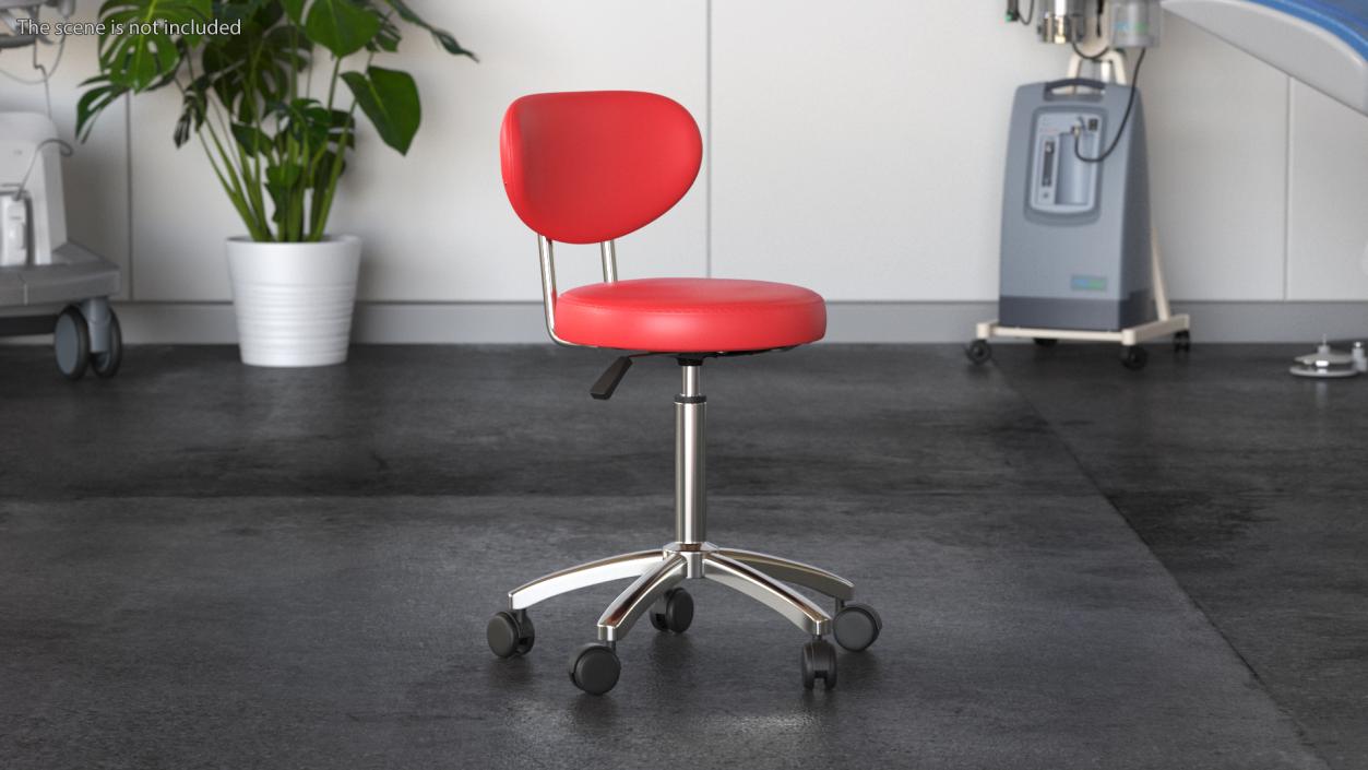 3D Office Chair with Wheels Red model