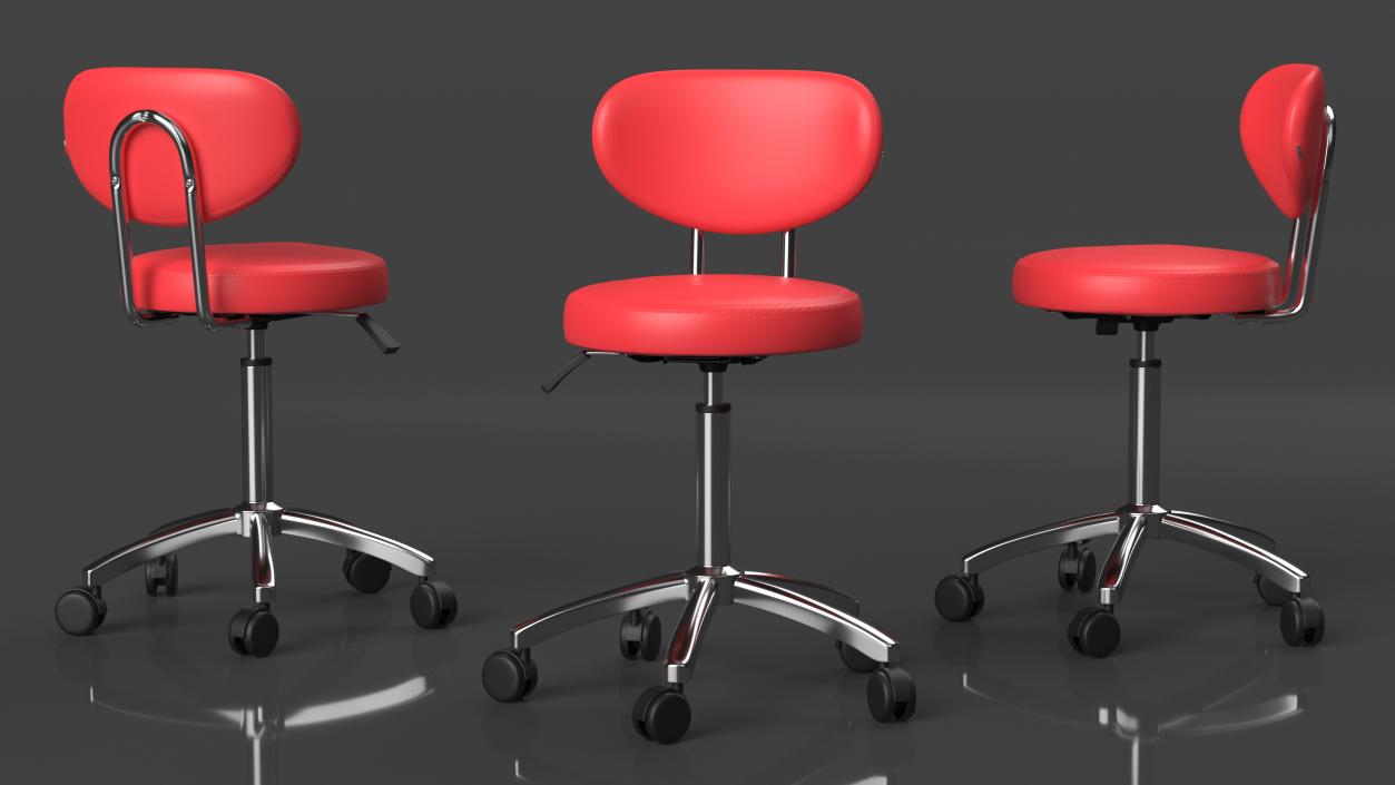 3D Office Chair with Wheels Red model