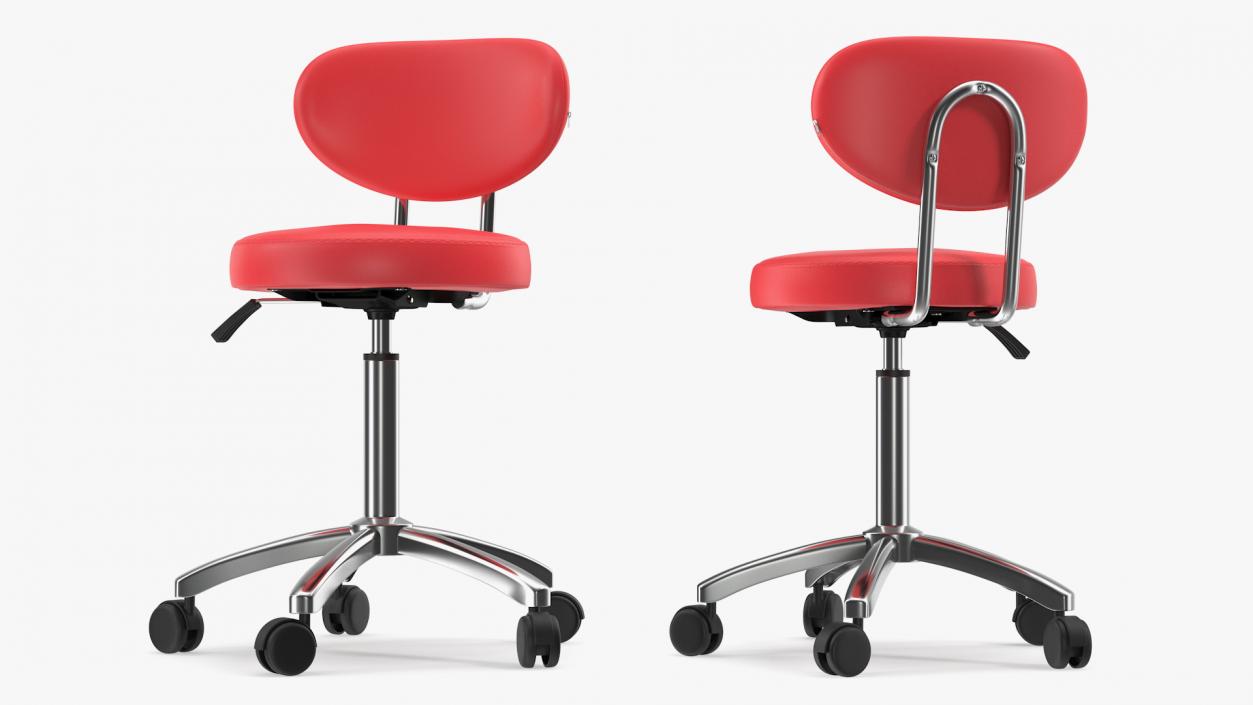 3D Office Chair with Wheels Red model