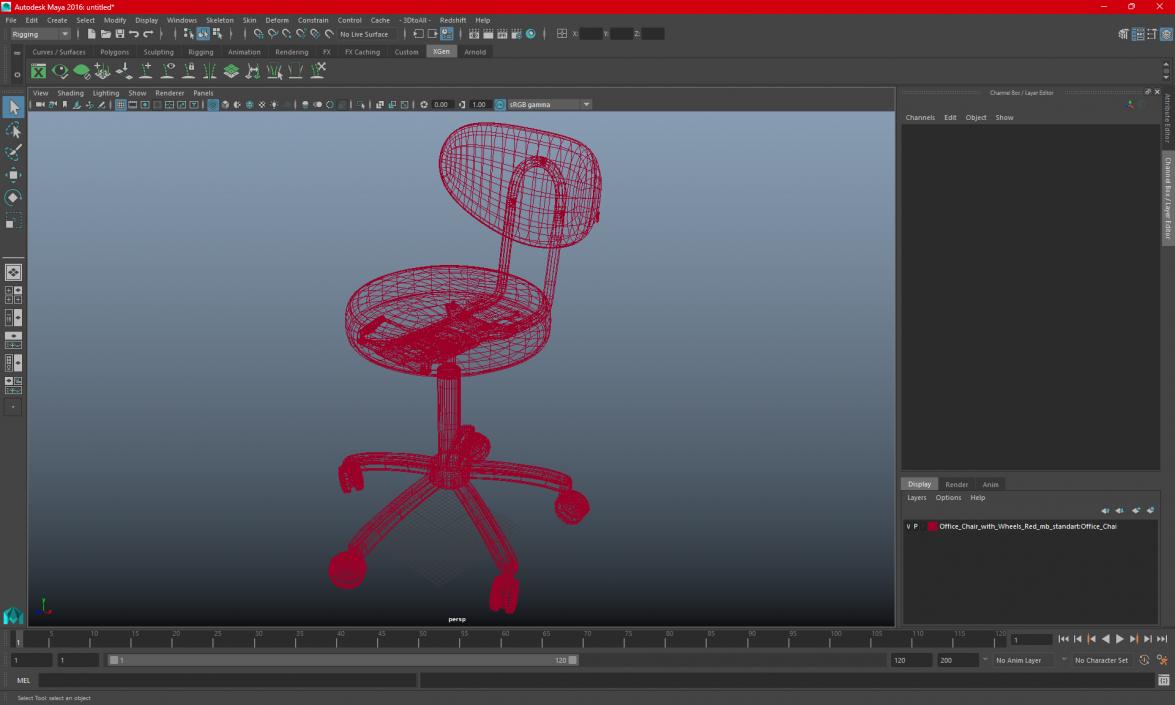 3D Office Chair with Wheels Red model