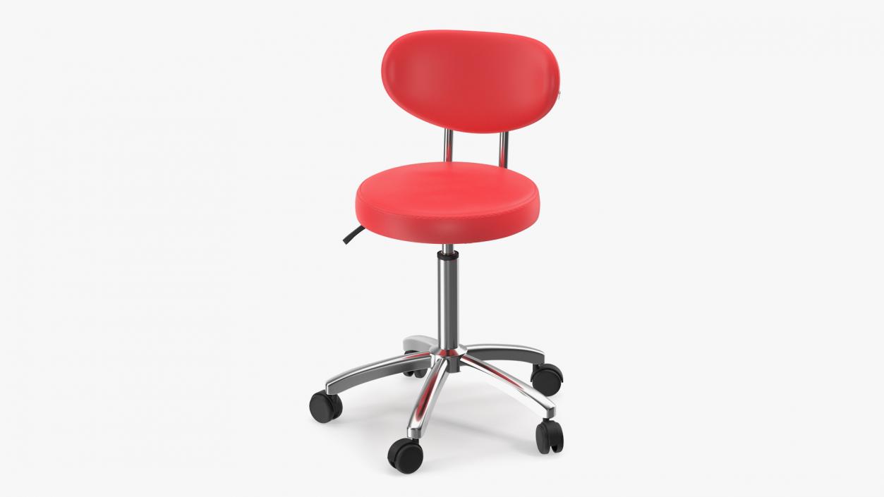 3D Office Chair with Wheels Red model