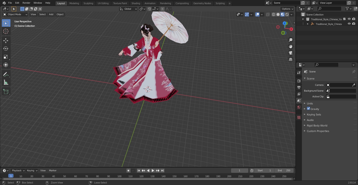 3D model Traditional Style Chinese Young Woman Dancing