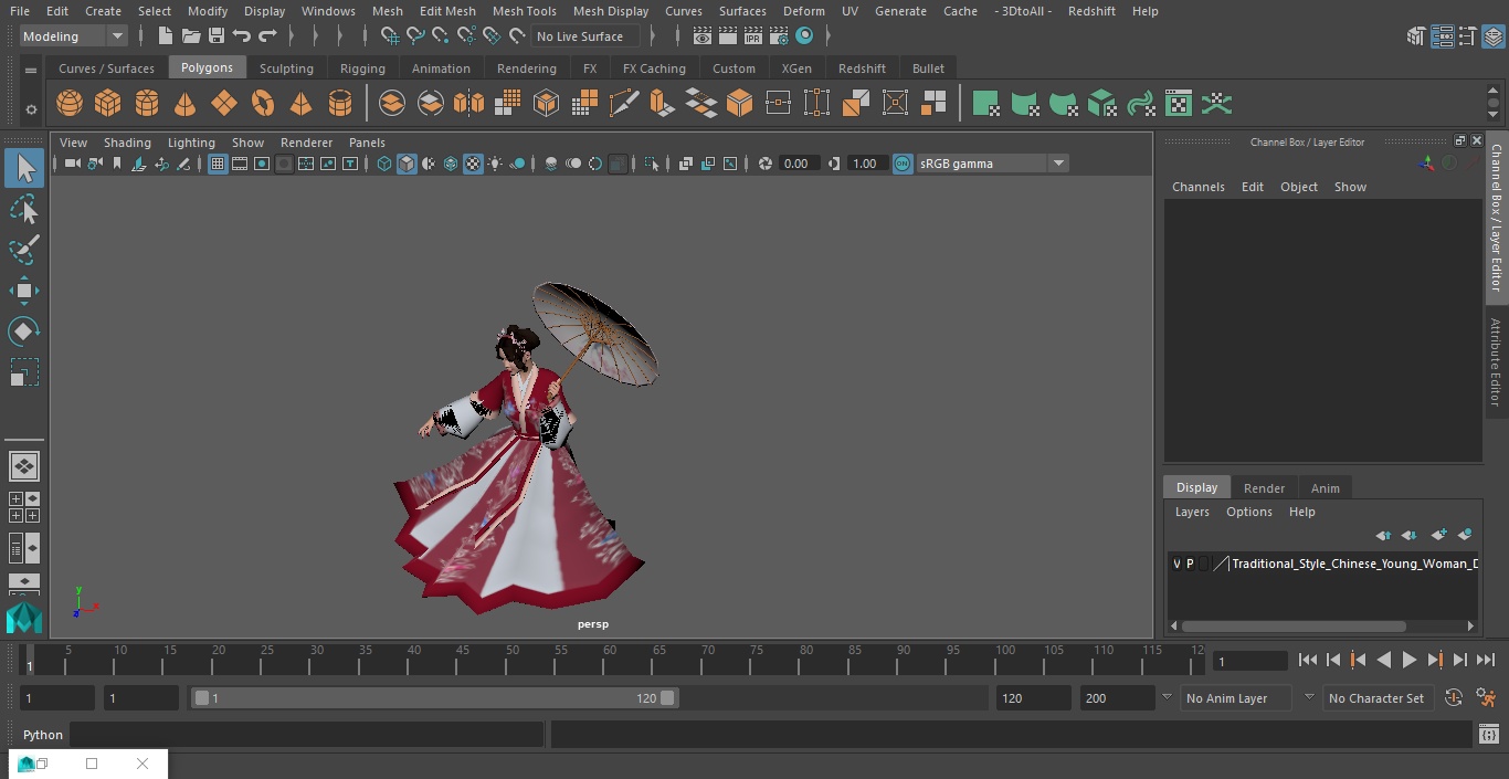 3D model Traditional Style Chinese Young Woman Dancing