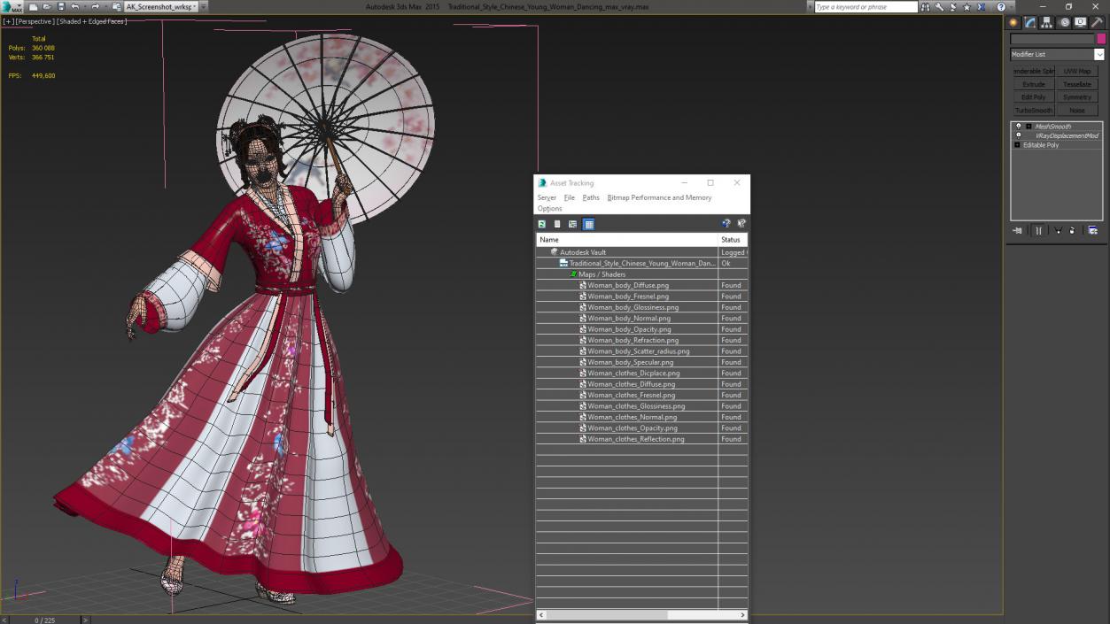 3D model Traditional Style Chinese Young Woman Dancing