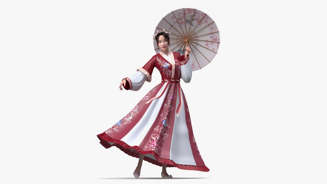 3D model Traditional Style Chinese Young Woman Dancing