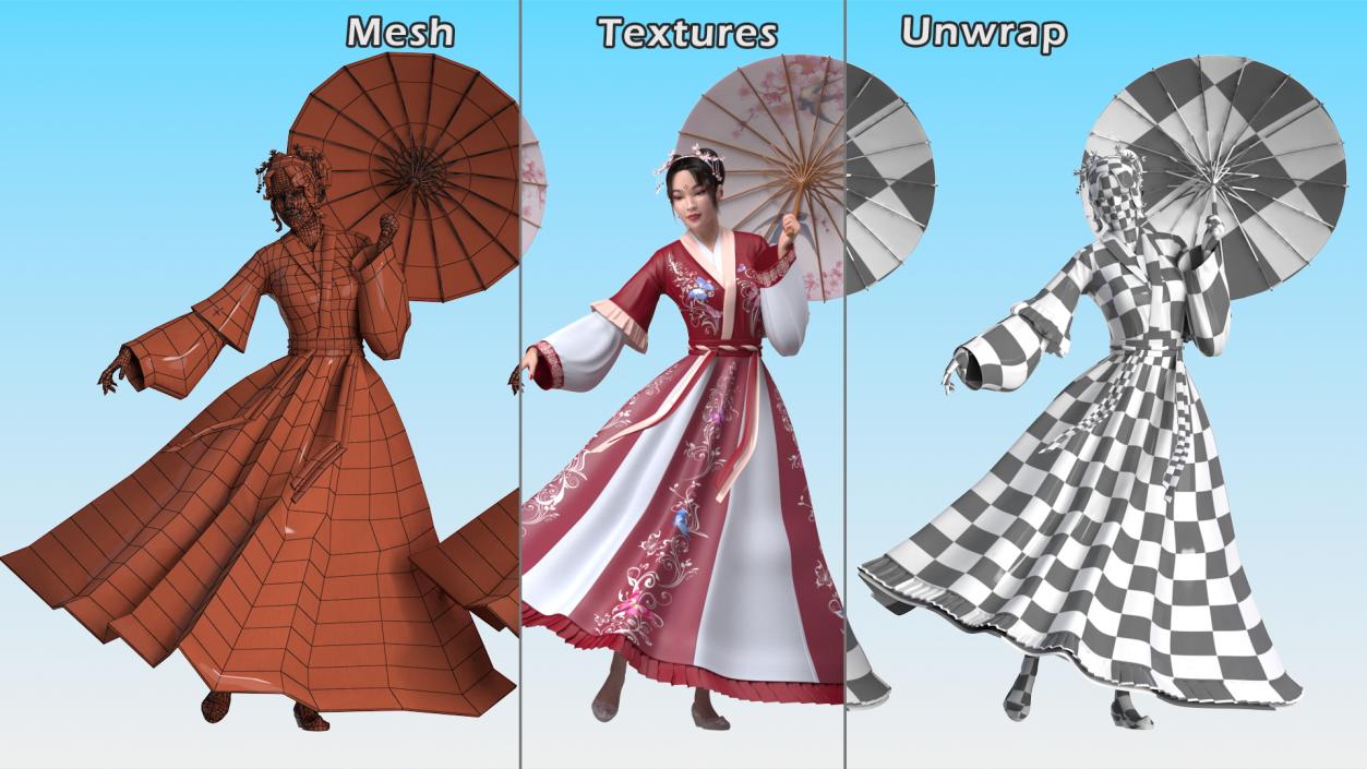 3D model Traditional Style Chinese Young Woman Dancing