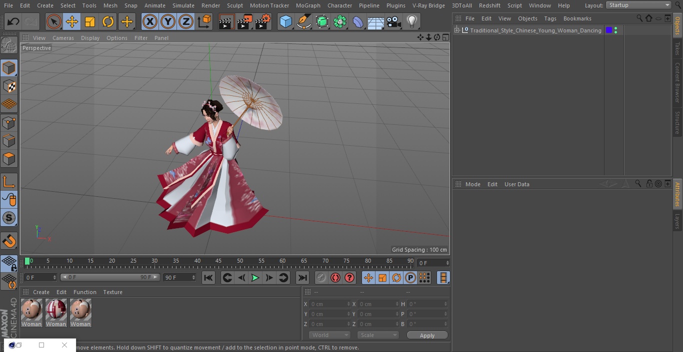 3D model Traditional Style Chinese Young Woman Dancing