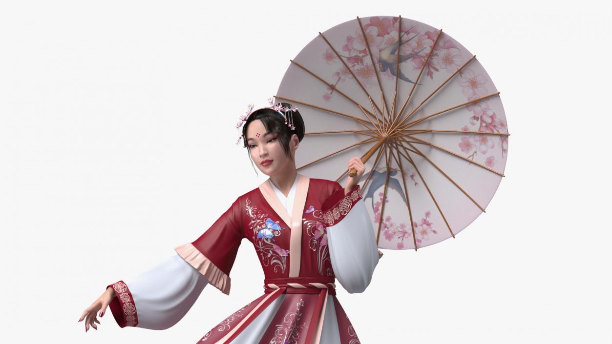 3D model Traditional Style Chinese Young Woman Dancing