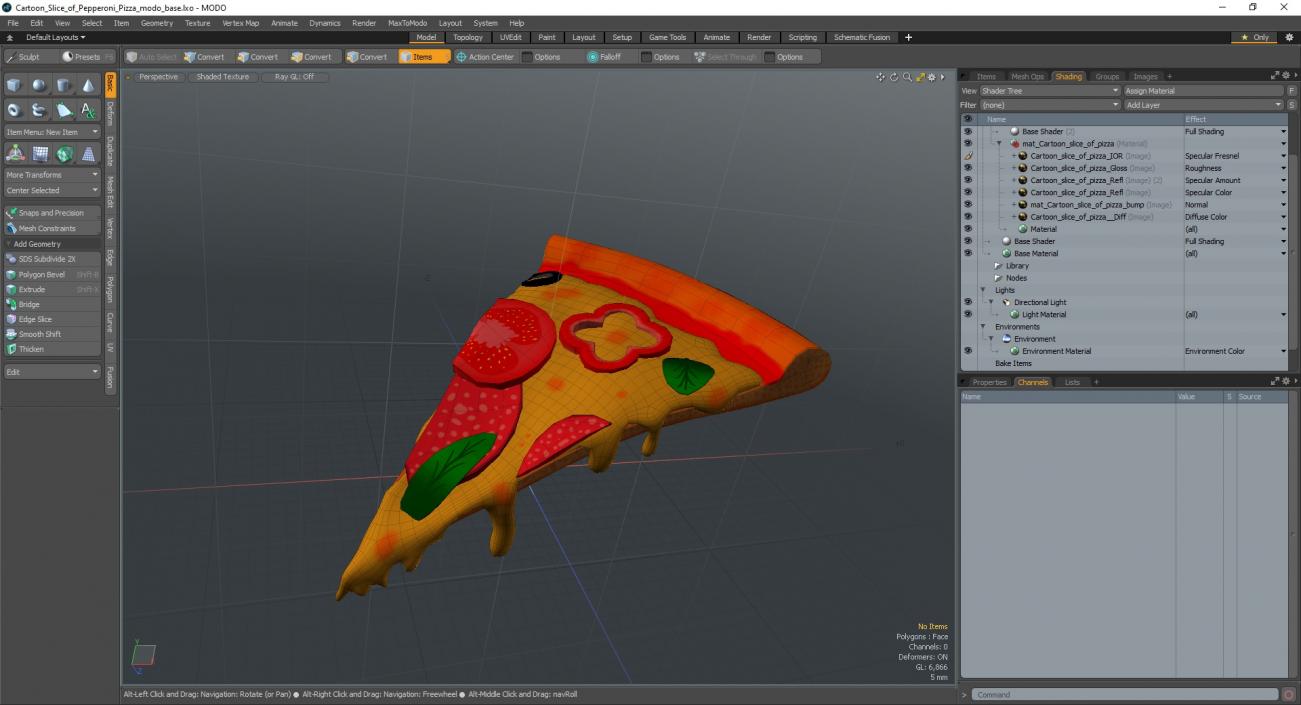 Cartoon Slice of Pepperoni Pizza 3D