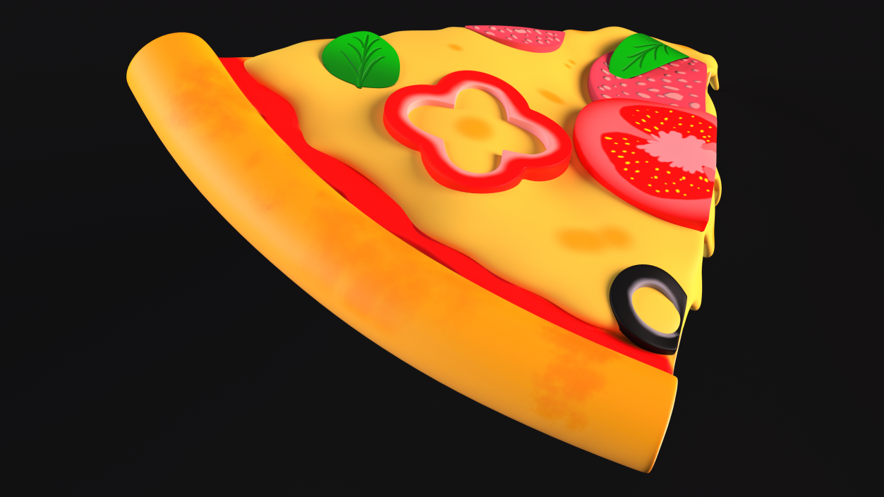 Cartoon Slice of Pepperoni Pizza 3D