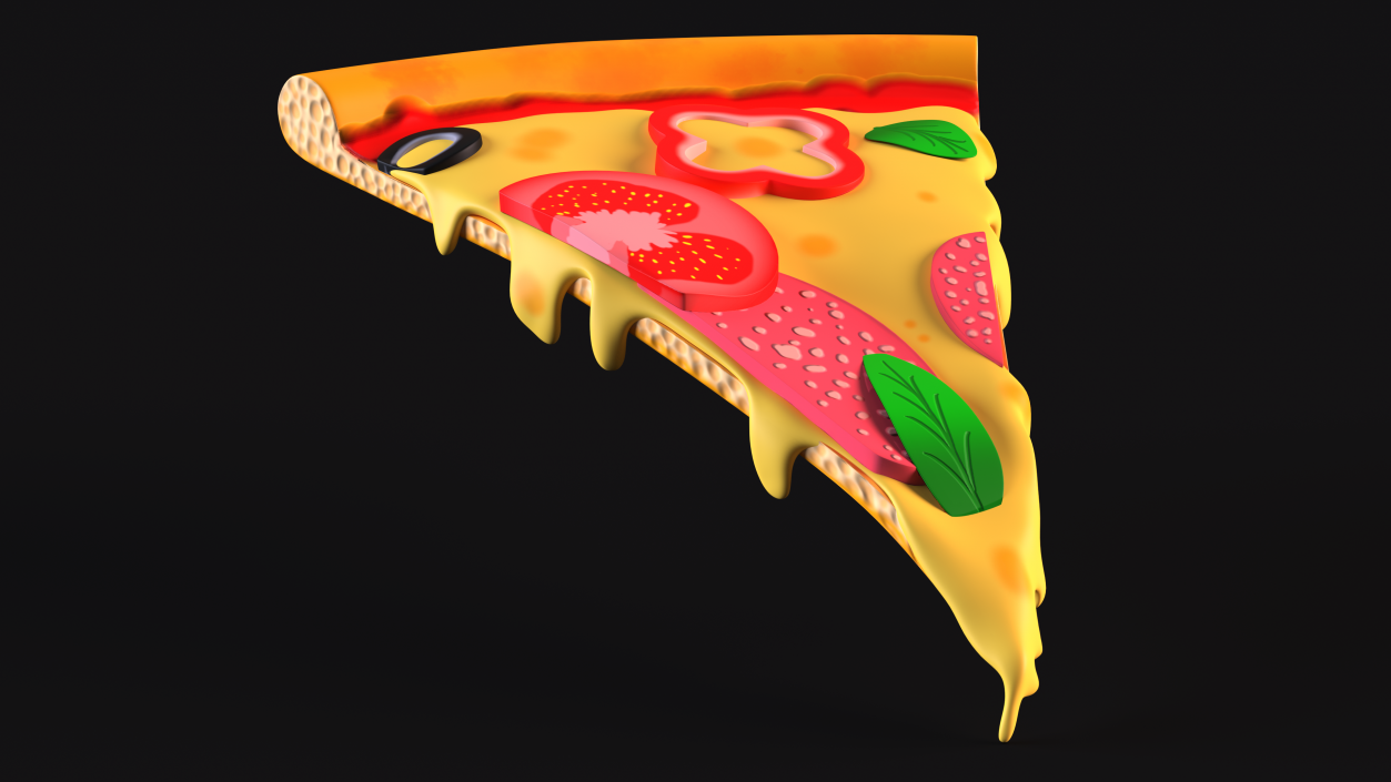 Cartoon Slice of Pepperoni Pizza 3D