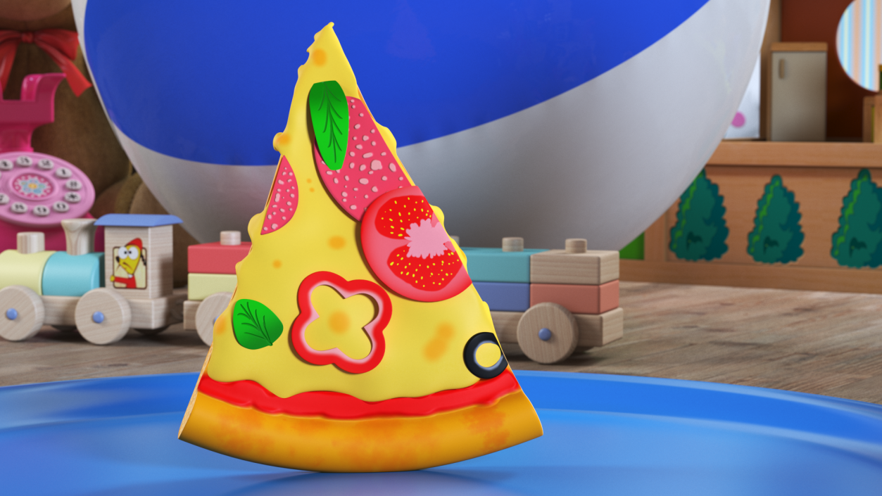 Cartoon Slice of Pepperoni Pizza 3D