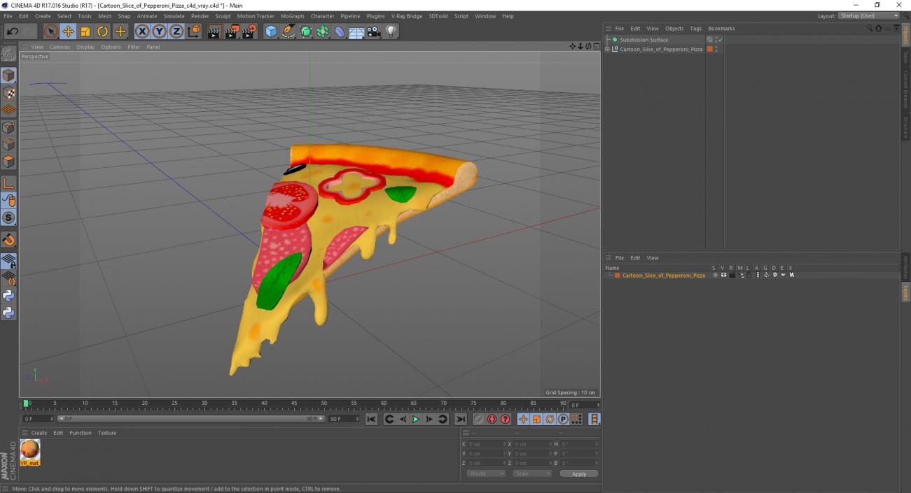 Cartoon Slice of Pepperoni Pizza 3D