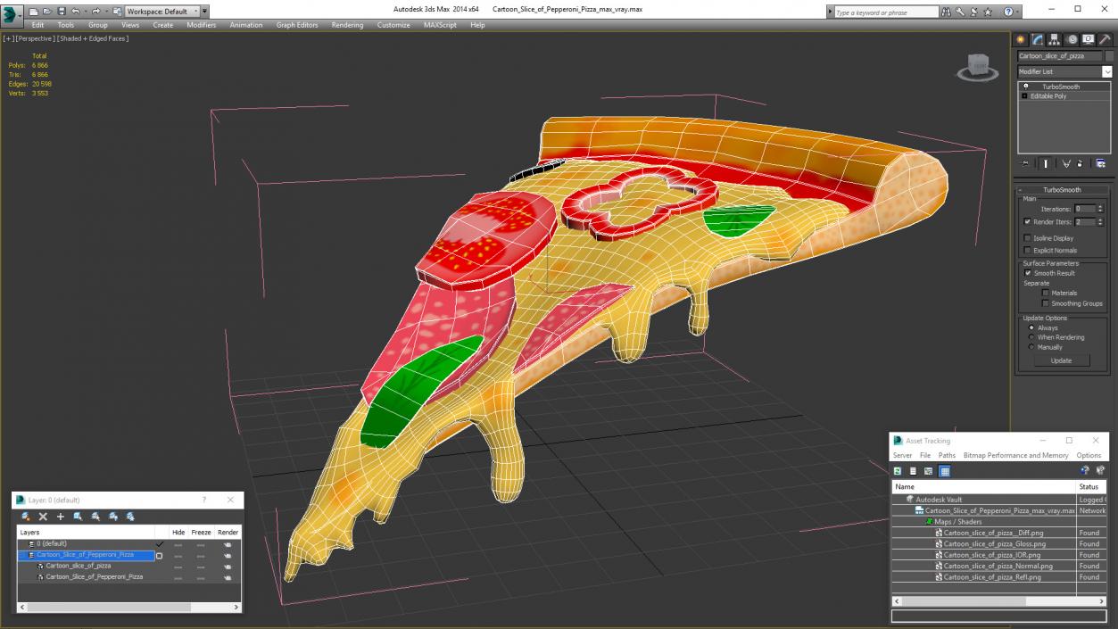 Cartoon Slice of Pepperoni Pizza 3D