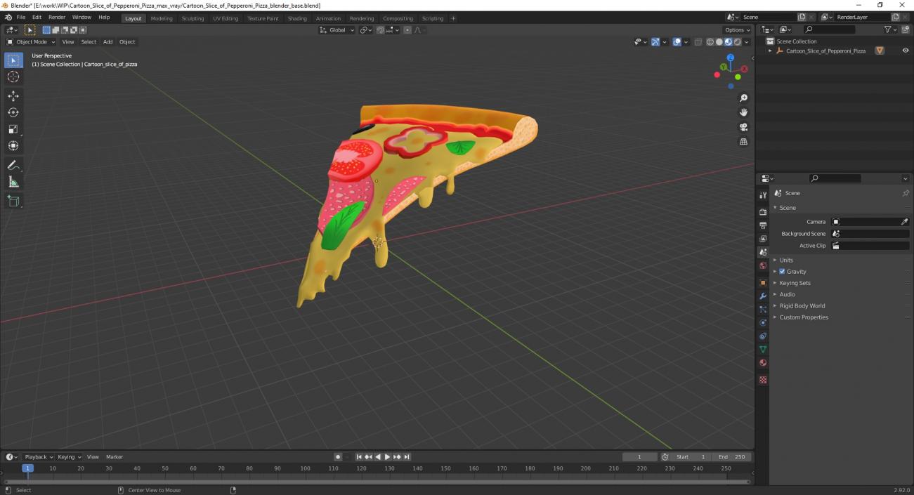 Cartoon Slice of Pepperoni Pizza 3D