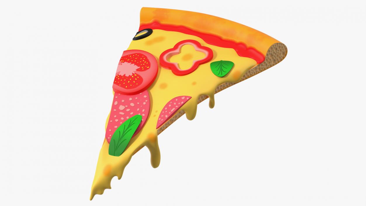 Cartoon Slice of Pepperoni Pizza 3D